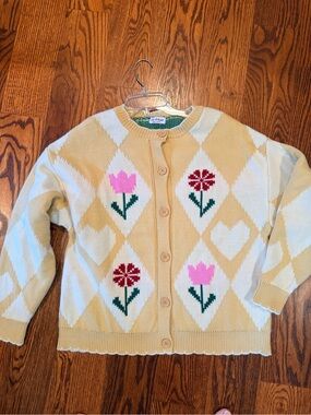 Yellow Floral Argyle Button Cardigan Sweater ASOS